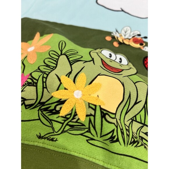 Disney Parks Mickey & Spike Garden Cropped Sweatshirt Retro Flowers Sz L *TG7 - Picture 8 of 13